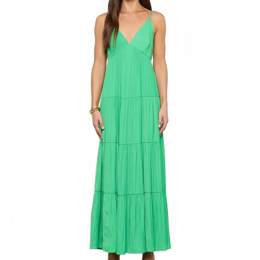 NEW L'AGENCE women's lua tiered maxi dress in green